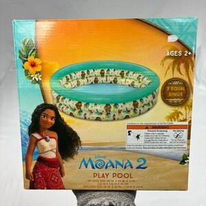 Disney Moana 2 Play Pool Kids 48in Teal New 3-Ring Inflatable Bestway‎ Summer